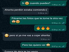 My friend in mini shorts gets all heated up during our whatsapp chat session.