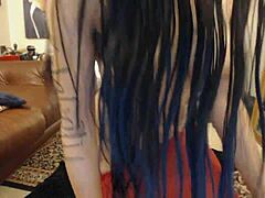 hey this tatted camgirl is fucking her holes with toys in wild solo webcam action 😈