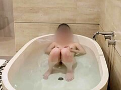 Hey, watch this cute Japanese college student bathing solo with her small tits and skinny body