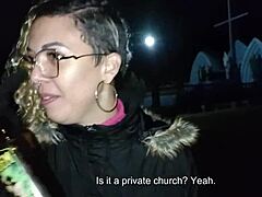 Couple Peeing and Fucking Doggystyle in Public Outdoor Spot Behind Church