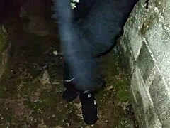 Couple Peeing and Fucking Doggystyle in Public Outdoor Spot Behind Church