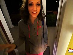 hey, skinny coed ryann gives an amazing footjob then gets her shaved pussy fingered deep in doggystyle