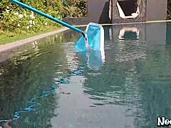 Dads naughty girl with big tits gets punished in the garage by taking his cock in a hardcore pov blowjob session.