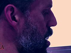 Curvy Latina gives footjob with toes on big clit.