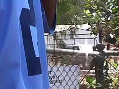 Threesome action with Obsession Kitten and L T, blowing that monster cock deep.