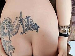 This blonde with her big round tattooed ass took that monster black cock deep in anal. She got a massive creampie while moaning in ecstasy.