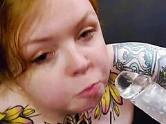 Sophia Celeste delivers extra sloppy blowjob with spit and toys