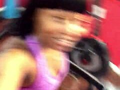 Cherokee casually works out on the treadmill flaunting her massive ebony ass in solo session