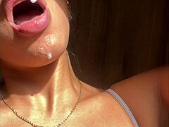 oh man, this big booty latina gf deepthroats her stepbro's huge black cock like a pro 😈