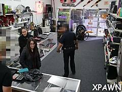 Reality sex in the shop with European slut sucking cock and getting rough fucked