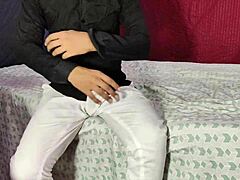 Jija, fuck my ass hard. Saali moans as he cums in her mouth during rough homemade anal.