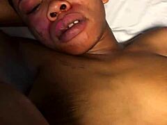 She SQUIRTS from monster COCK in wet ebony teen pussy all day long