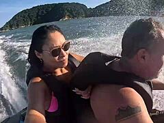 hey, check out these wild adventures on a jet ski in guarujá sea with a sexy young brazilian teen and her long hair.