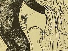 Vintage drawings with detailed artistic elements