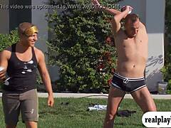 we were all out there, swingers just enjoyin' the fun outside the mansion...