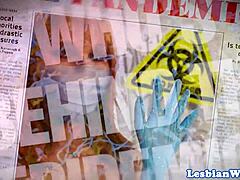 Gorgeous milf in glasses teases and licks cute teen babe with big tits in bedroom