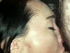 Whore Wife Gags on Huge Cock While Taking Deepthroat Choking from Big Dildo