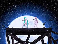 hatsune miku and luka perform in world's end dancehall with project diva nude mod fully exposed