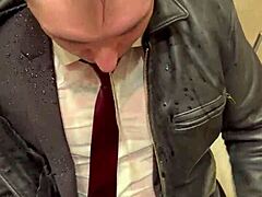 Kinky Sirius in Menatplay suit at office with leather action and men in leather!