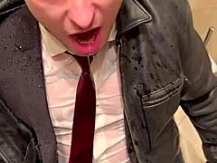 Kinky Sirius in Menatplay suit at office with leather action and men in leather!