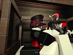 Enmascarado Folla A Una Chica Cosplayer Descansando Casi Se Corre Dentro