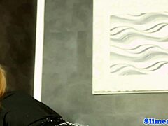 I can't believe this Euro babe is masturbating at the gloryhole, taking all those cumshots and facials like a classy pro.