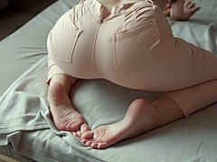 Amateur Brunette Stepsister In Ripped Jeans Gets Rough Hardcore Doggystyle Pussy Fuck