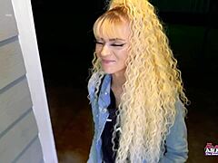 skinny blonde cutie sassy sucks a cock before she gets her pussy pounded