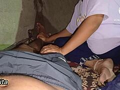 This narrative follows a hot indian desi step brother in law who enjoys intense sex with his sister in law in the bedroom for the first time