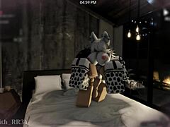 Intense ass pounding in cow costume with follower raw!