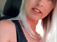Oh wow, this amazing blonde is fingering herself wildly in the car!