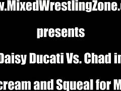 Daisy Ducati Takes on Opponent in Thrilling Mixed Wrestling Match