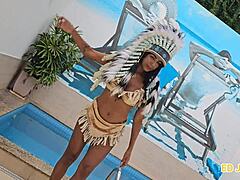 hey, that native indian chick is giving up her ass bareback to the hung guy, full on red and sheer