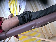 Doctor, slide your hand over my cock like that - lucky patient getting this intense handjob in hospital.