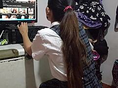 Peruvian Colegiala Enters Unknown Room And Wraps Up Learning Session With Oral Technique