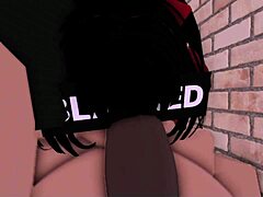 rice bunny sneaks into a dark alley to take on a massive black cock, riding it hard until she screams