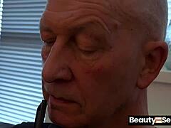 Hey, how does this old bald guy get to fuck the cute Vera Jarw with his monster cock in doggystyle?