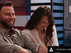 Modern-day sins - sneaky sex in a diner with Liz Jordan who cant wait to taste her dates cock