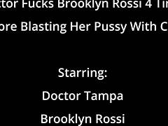 Doctor delivers intense fucking to petite Brooklyn Rossi in latex gloves at hospital. He blasts her shaved pussy with cum after multiple orgasms