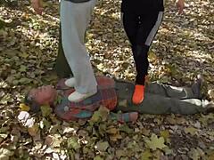 i love how these dominant ladies make slaves worship their feet in stockings...