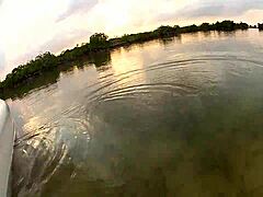 flashing tits and boobs on a boat in public outdoor setting