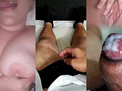 Curvy ex-girlfriend teases with her fat tits in see-through outfit hinting at interracial cuckold orgasm from small cock