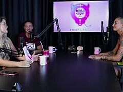 Hey, why did the hot brunette and naughty blonde strip naked after sharing experiences at the all-women mansion?