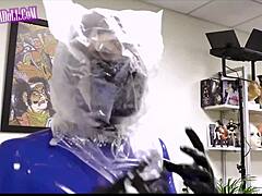 do you crave this gas mask rubber latex bondage play with asian real doll in catsuit corset handcuffs