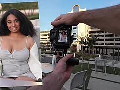 Young Black Babe With Big Tits Takes Huge Dick In Rough Quickie Covered In Cum And Piss