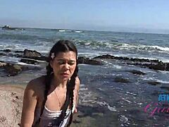 Cruising along the sunny coast with adorable Brianna Arson and enjoying a casual public chat in POV style