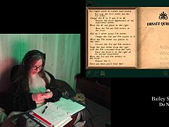 Brunette bbw with big natural tits and long hair plays naked through haunting of castle malloy in part five with tattoo details