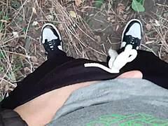 What happens when two women explore desires in a secluded forest setting, risking exposure outdoors