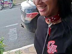 Leading My Wife by Collar to Gloryhole for BBC Blowjob and Amateur Swinger Action in Public