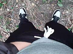 What happens when two women explore desires in a secluded forest setting, risking exposure outdoors